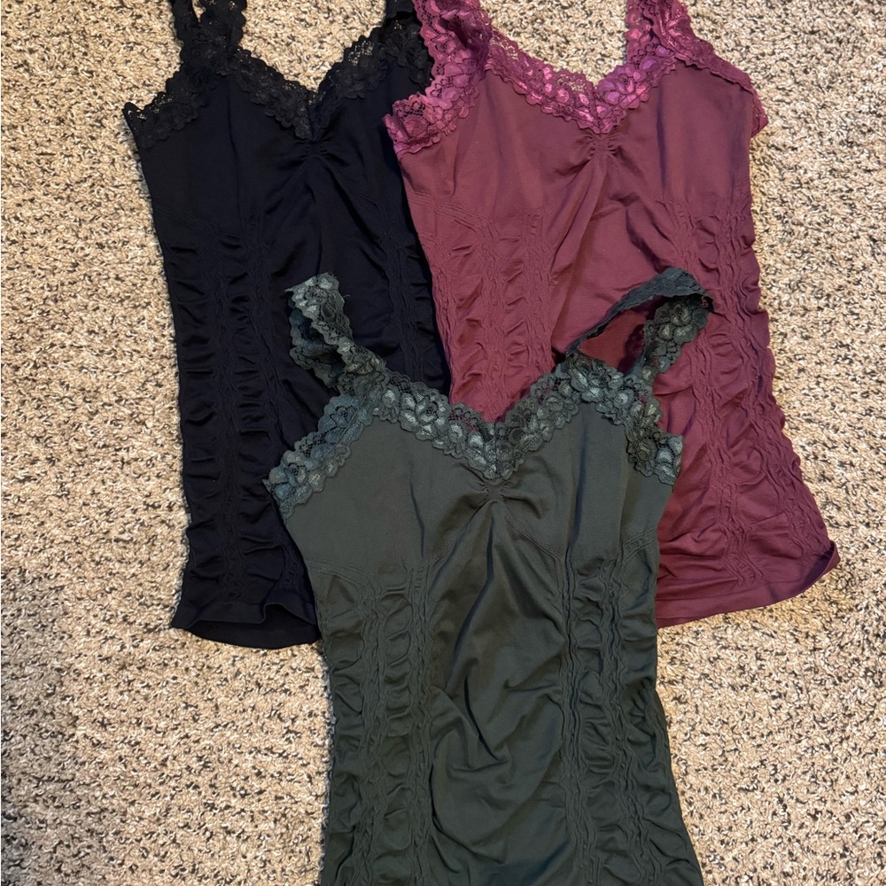 Elegant Lace Trim Women Tops - Black, Purple, Green